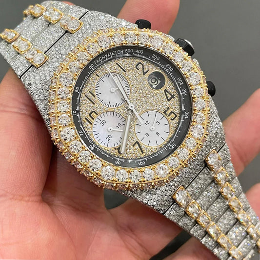 Fully iced out moissanite diamond watch