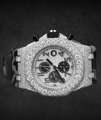 Iced Out Moissanite Diamond Watch: Hip Hop Luxury Chronograph