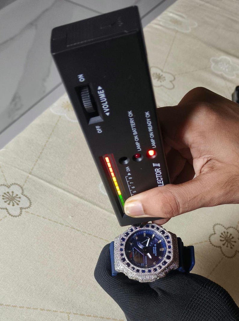 custom iced out watch: vvs moissanite, blue dial