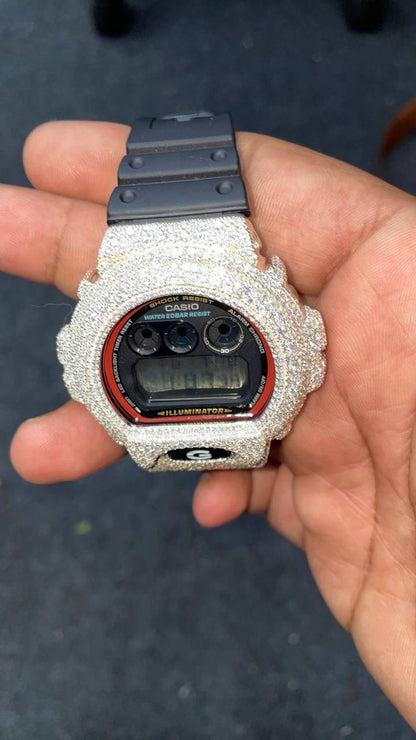 Iced Out Moissanite Watch: Custom DW-6900 Unisex Hip Hop Bustdown