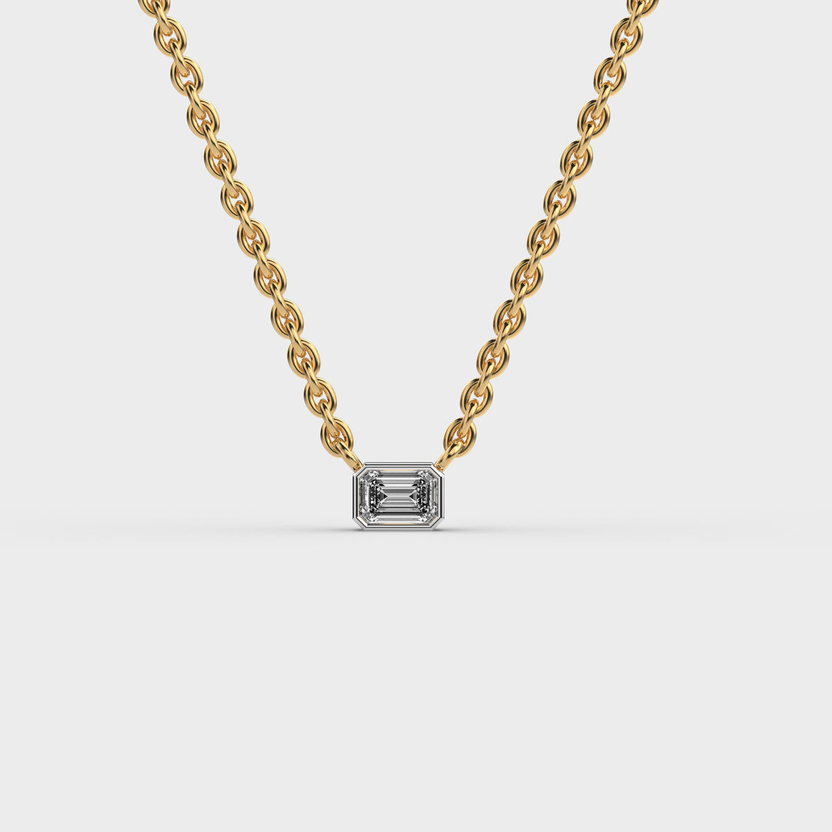 sideway emerald cut diamond pendant (with chain)