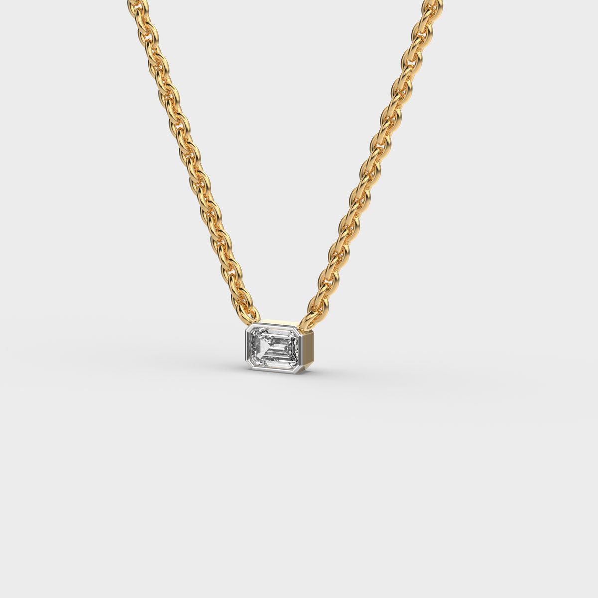 sideway emerald cut diamond pendant (with chain)