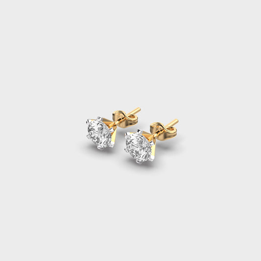 Mini Round Distinct Diamond Ear Studs