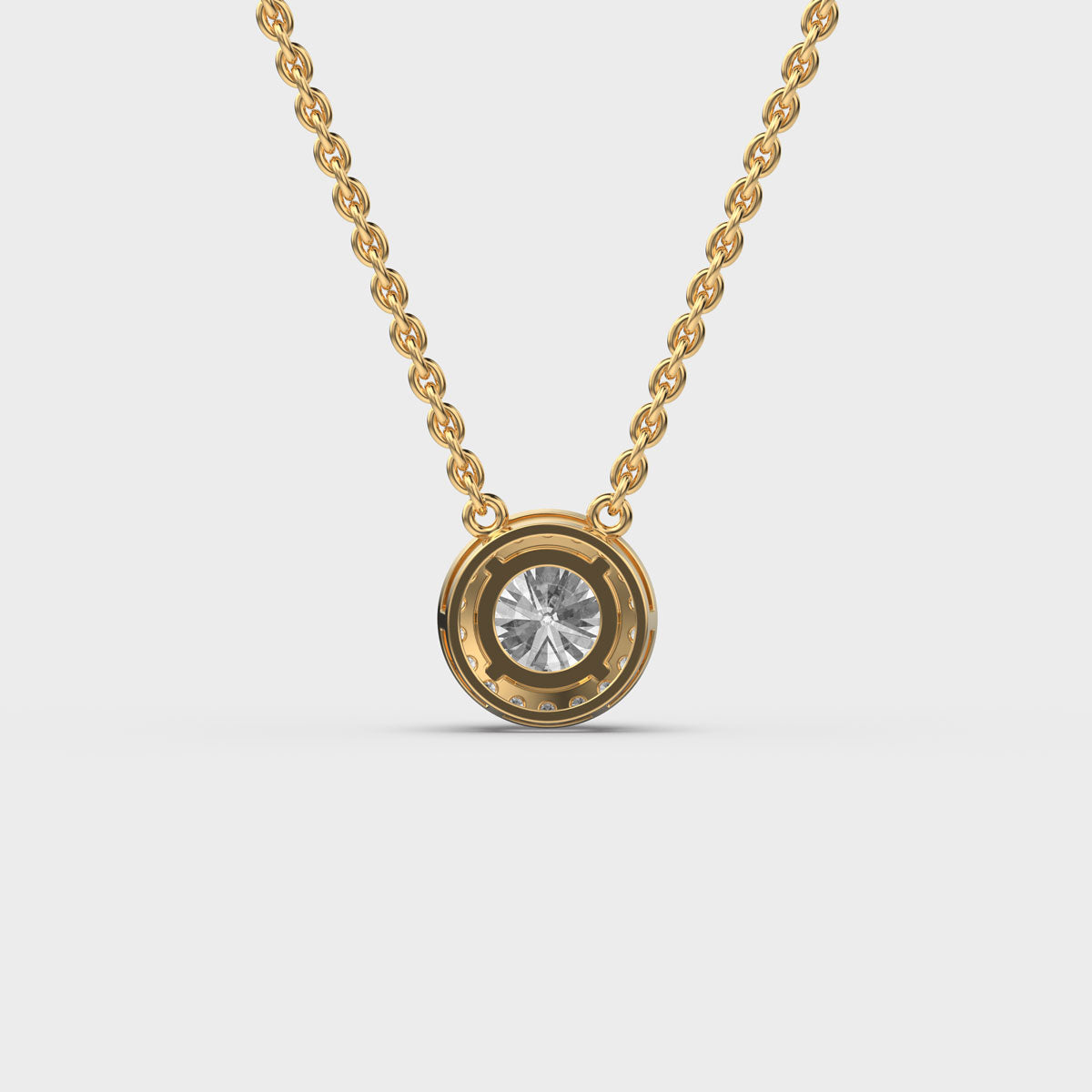 bright round padma cut diamond circle pendant (with chain)