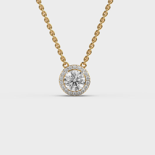 Bright Round Padma Cut Diamond Circle Pendant (With Chain)