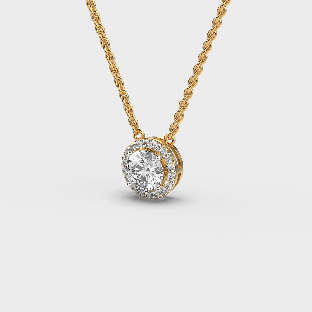bright round padma cut diamond circle pendant (with chain)