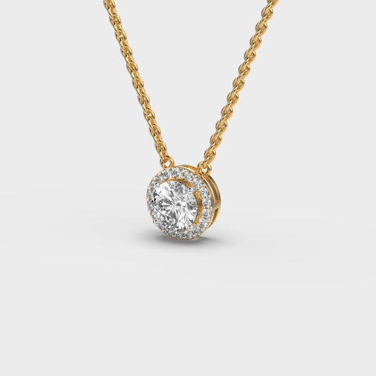Bright Round Padma Cut Diamond Circle Pendant (With Chain)