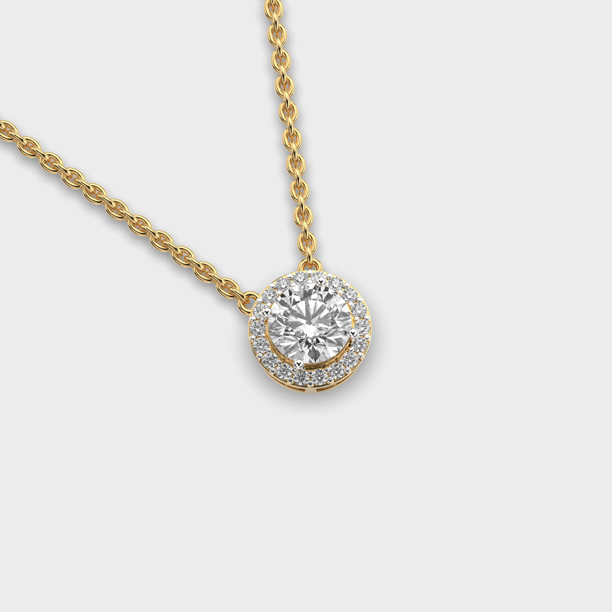 bright round padma cut diamond circle pendant (with chain)