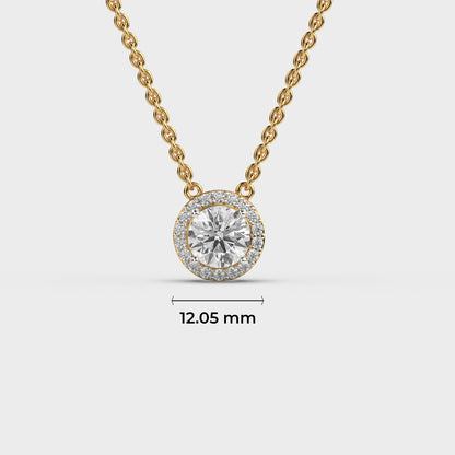 Bright Round Padma Cut Diamond Circle Pendant (With Chain)