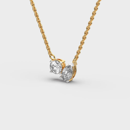 Glistening Toi Et Moi Pendant (With Chain)