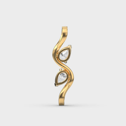 Pear On Wave Diamond Pendant (Without Chain)