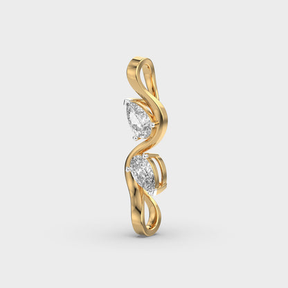 Pear On Wave Diamond Pendant (Without Chain)