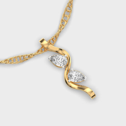 Pear On Wave Diamond Pendant (Without Chain)