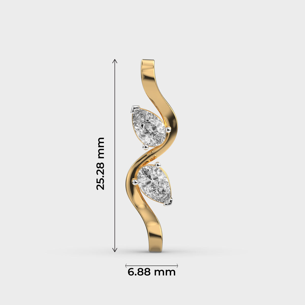 pear on wave diamond pendant (without chain)