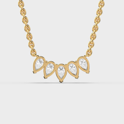 Inverted Tiara Pear Diamond Necklace
