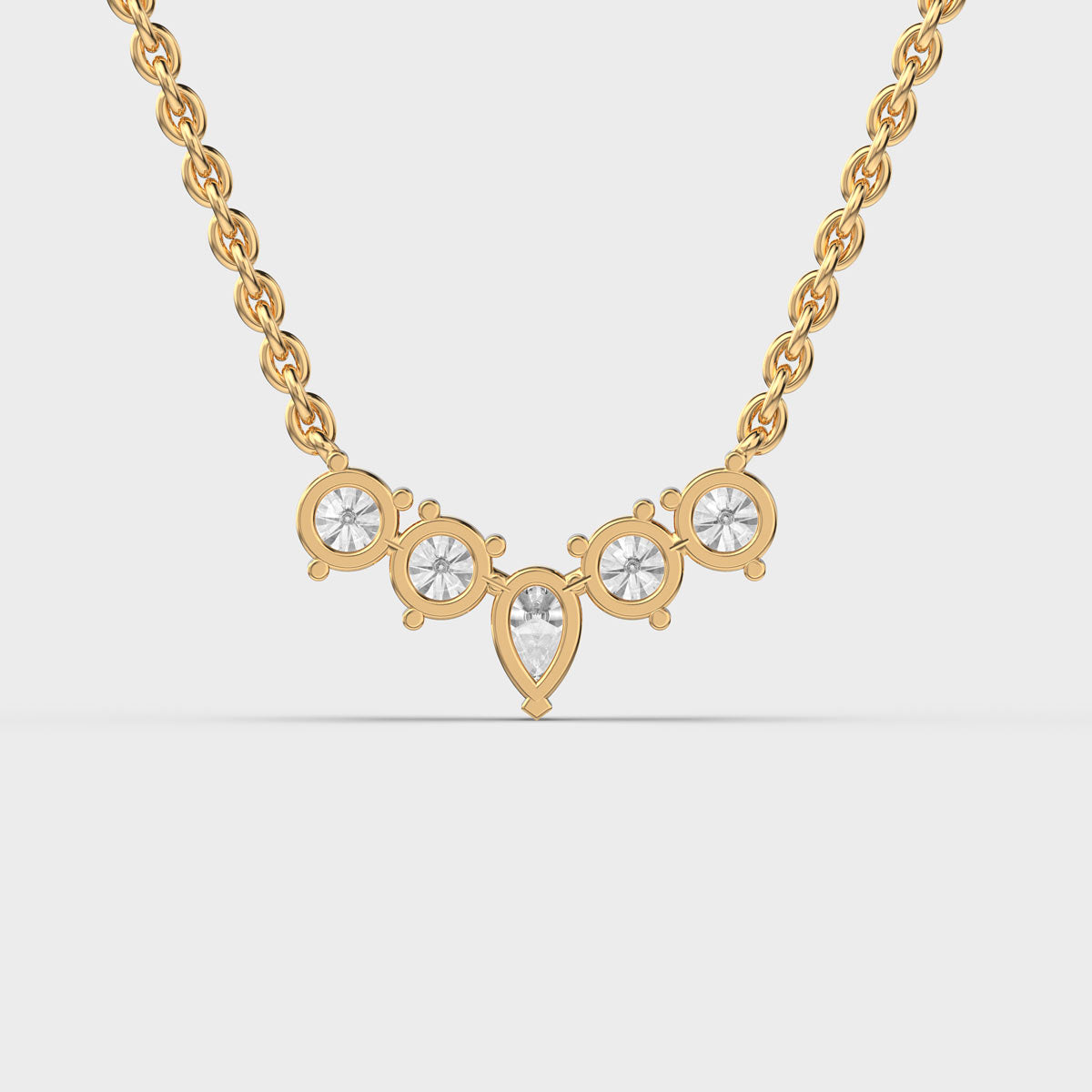 shimmering inverted crown diamond necklace