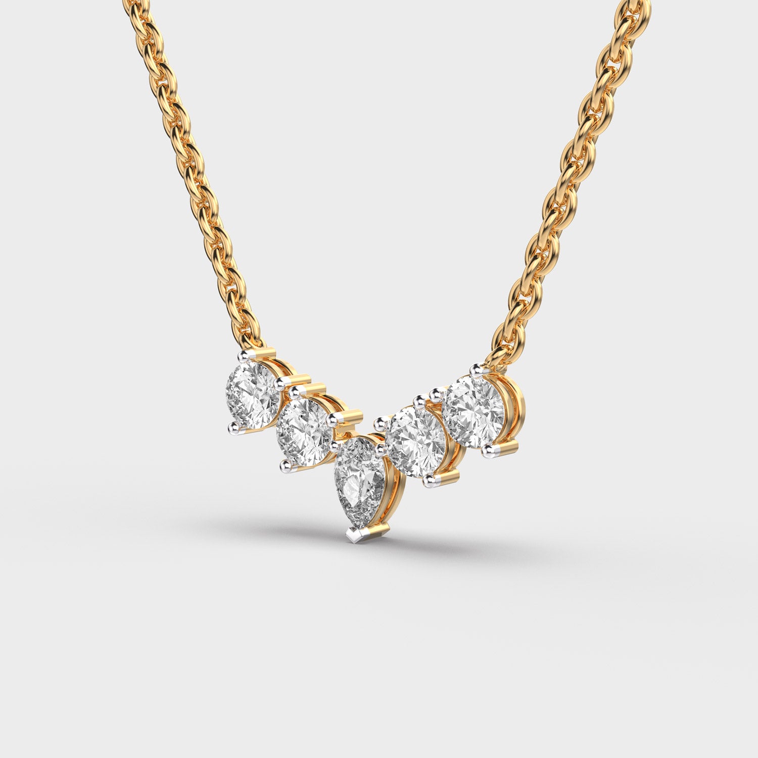 Shimmering Inverted Crown Diamond Necklace