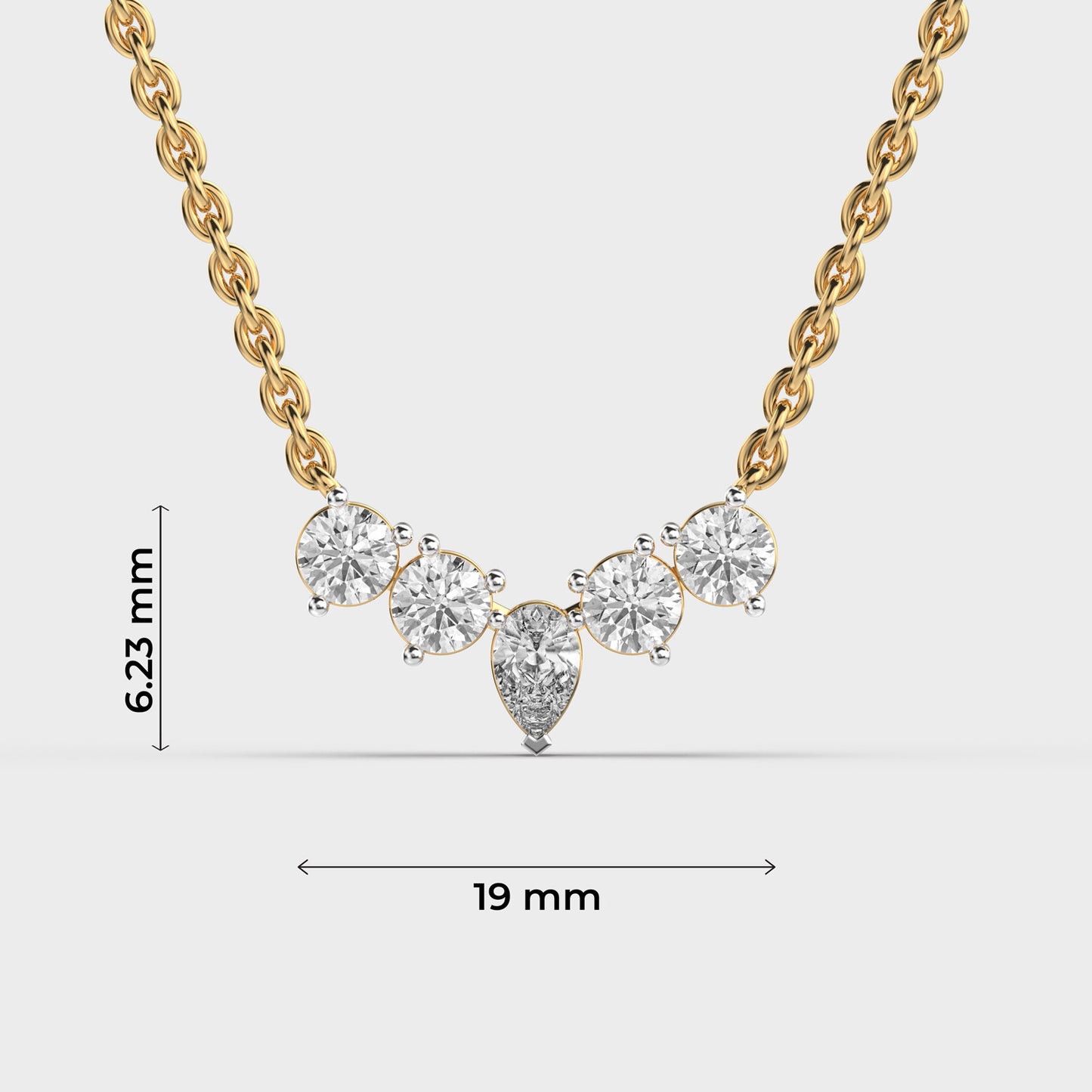 shimmering inverted crown diamond necklace
