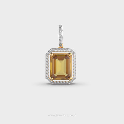 Ambera Yellow Stone Diamond Pendant (Without Chain)