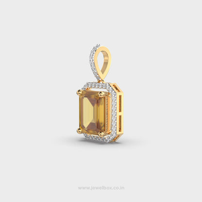 Ambera Yellow Stone Diamond Pendant (Without Chain)