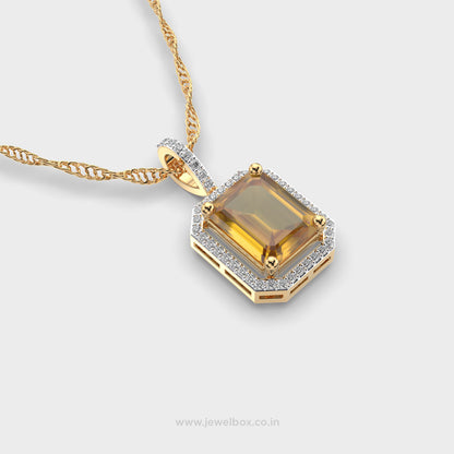 Ambera Yellow Stone Diamond Pendant (Without Chain)