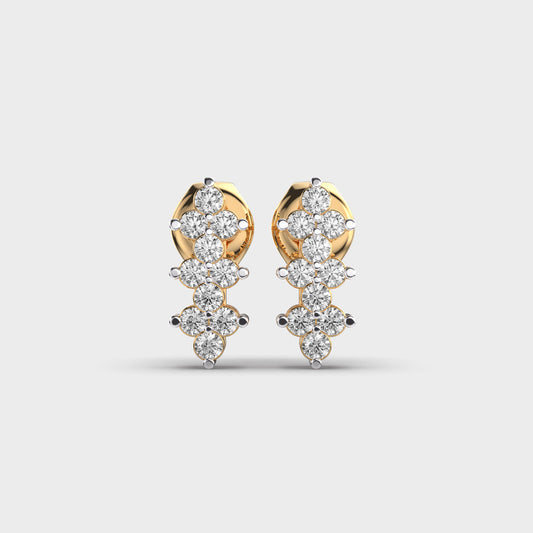 Modern Straightline Crossbar Diamond Studs