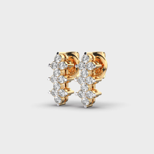 Modern Straightline Crossbar Diamond Studs