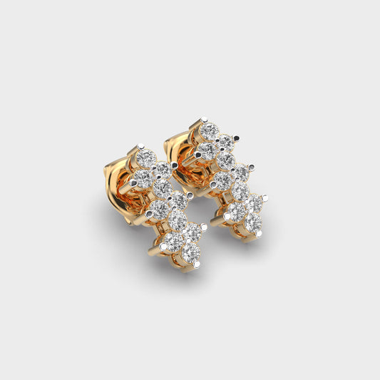 Modern Straightline Crossbar Diamond Studs