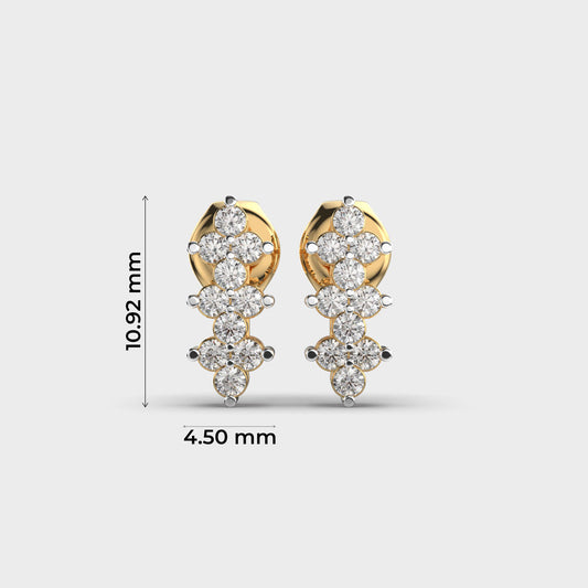 Modern Straightline Crossbar Diamond Studs