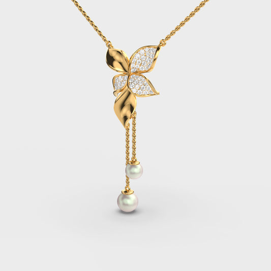 Daffodil Blooms Diamond Pendant (With Chain)