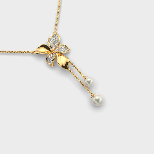 Daffodil Blooms Diamond Pendant (With Chain)