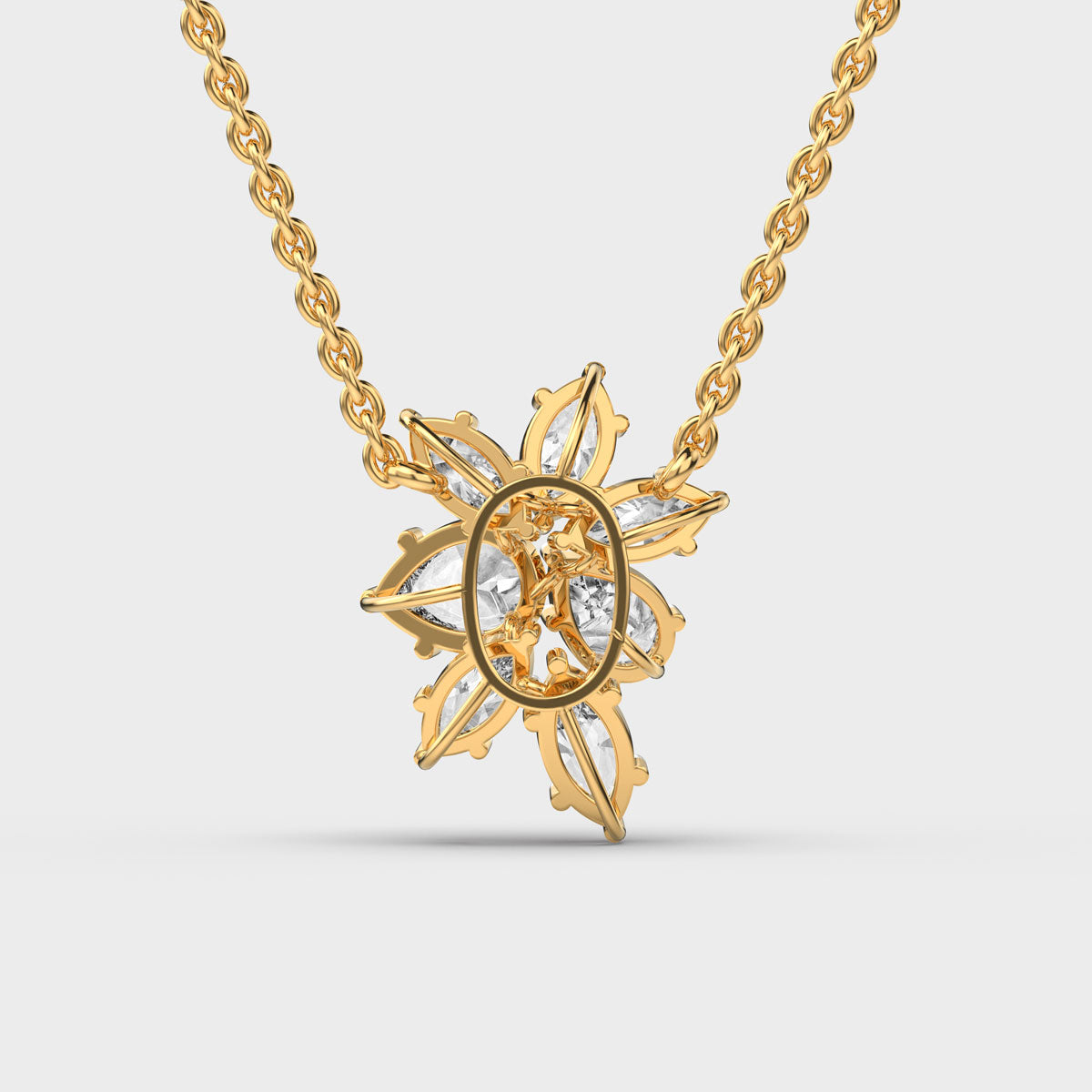 cluster flower marquise diamond necklace
