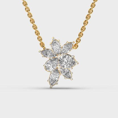 Cluster Flower Marquise Diamond Necklace
