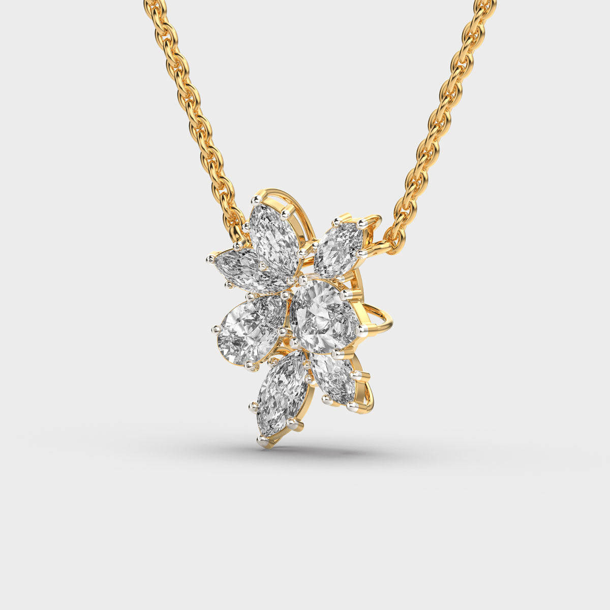 cluster flower marquise diamond necklace
