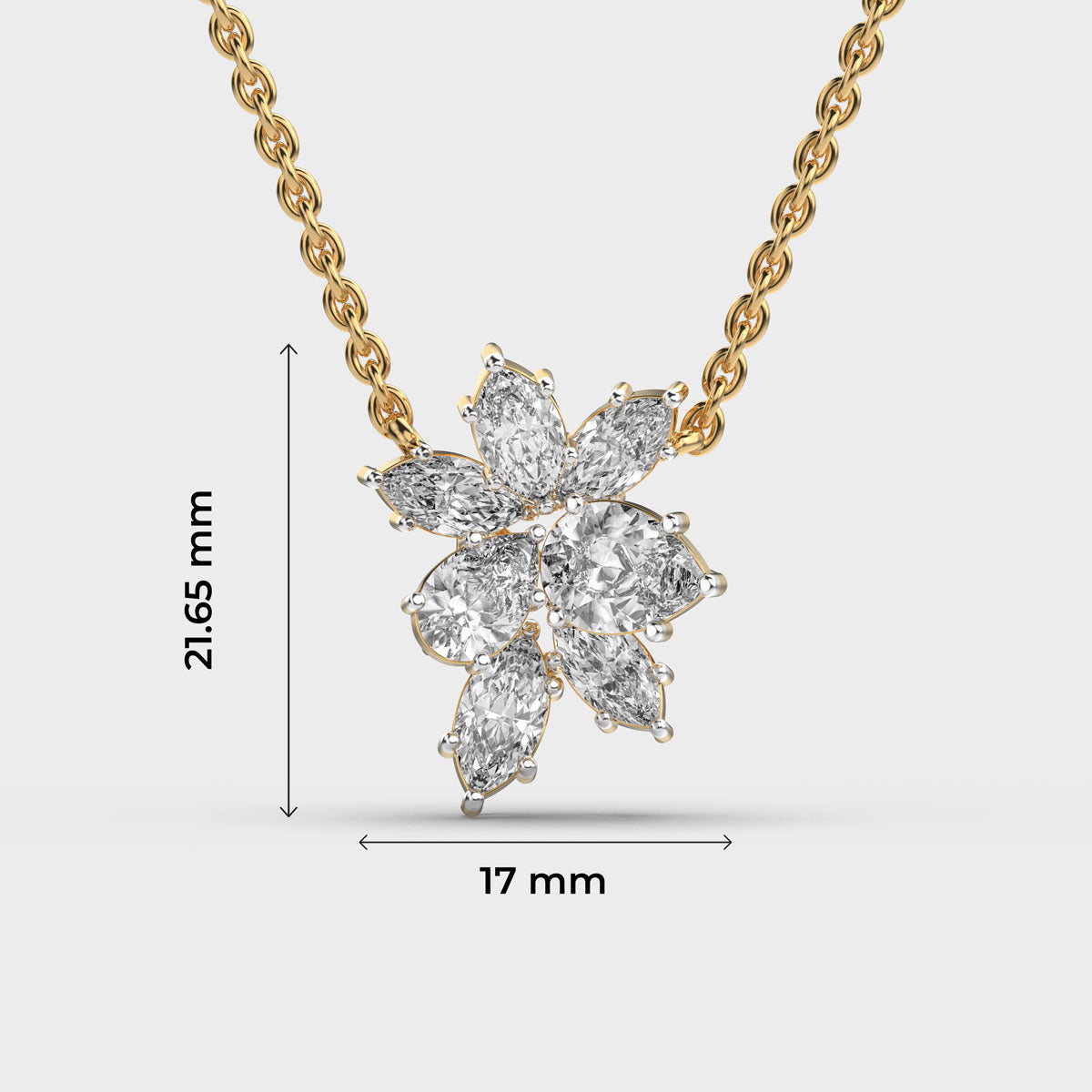 cluster flower marquise diamond necklace