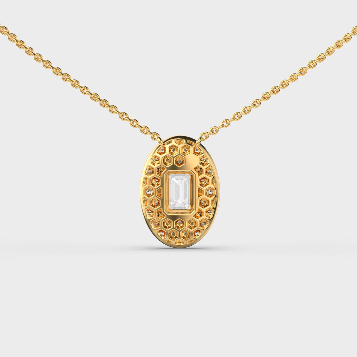 Oval Emerald Shaped Diamond Pendant (With Chain)