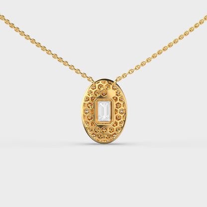 Oval Emerald Shaped Diamond Pendant (With Chain)
