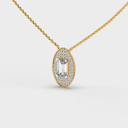 Oval Emerald Shaped Diamond Pendant (With Chain)