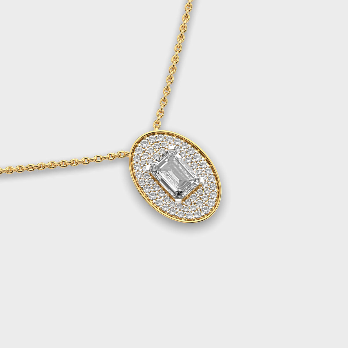 oval emerald shaped diamond pendant (with chain)