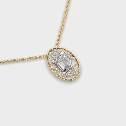 Oval Emerald Shaped Diamond Pendant (With Chain)