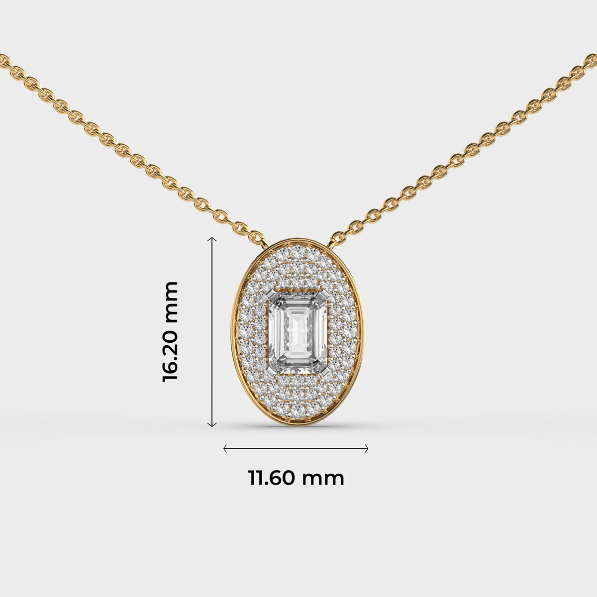 Oval Emerald Shaped Diamond Pendant (With Chain)