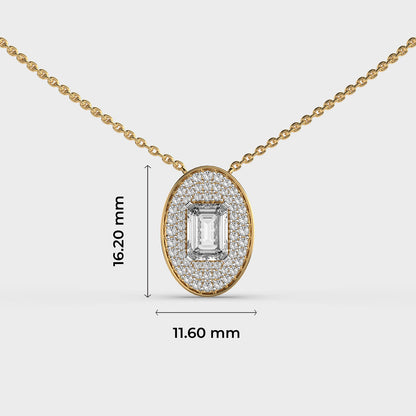 Oval Emerald Shaped Diamond Pendant (With Chain)