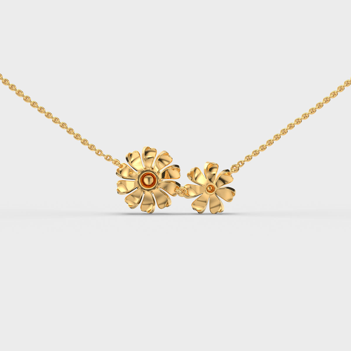 Double Marigold Flower Diamond Necklace