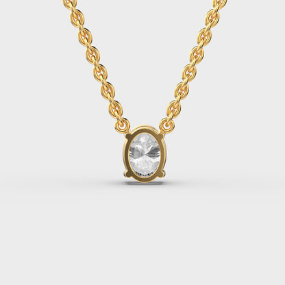 Classic Oval Cut Diamond Pendant (With Chain)