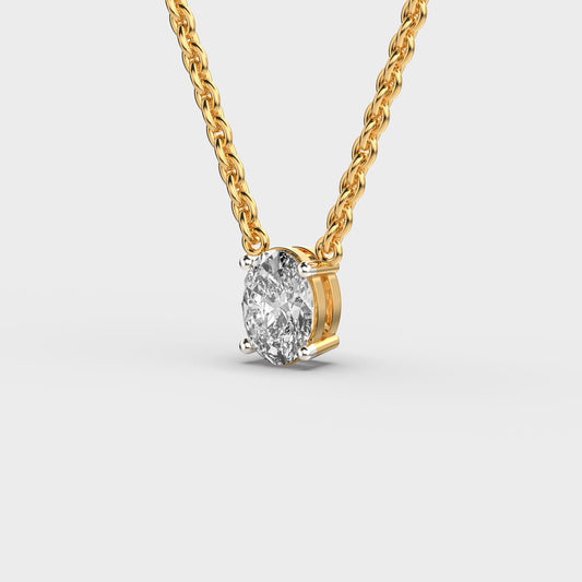 Classic Oval Cut Diamond Pendant (With Chain)