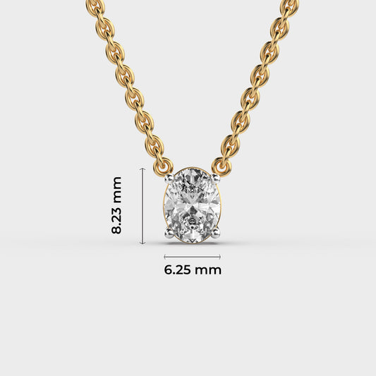 Classic Oval Cut Diamond Pendant (With Chain)