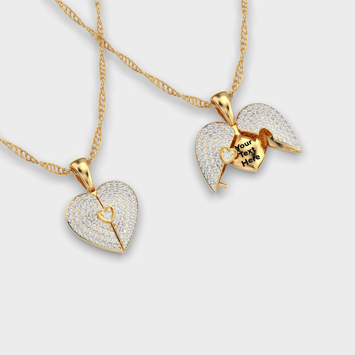 heart engraveable diamond pendant (without chain)