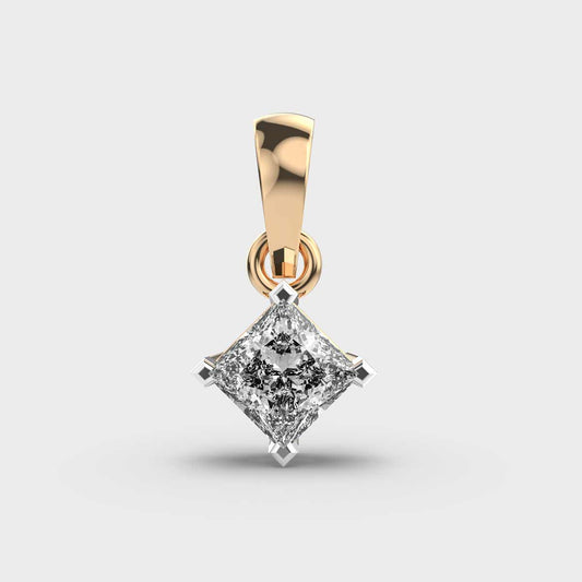 Dainty Dancing Princess Cut Solitaire Pendant (Without Chain)