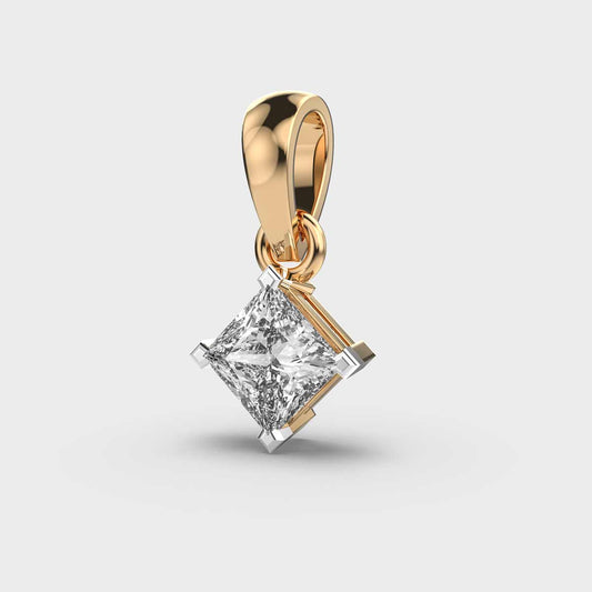 Dainty Dancing Princess Cut Solitaire Pendant (Without Chain)