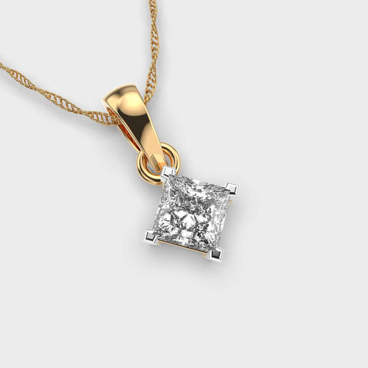 Dainty Dancing Princess Cut Solitaire Pendant (Without Chain)